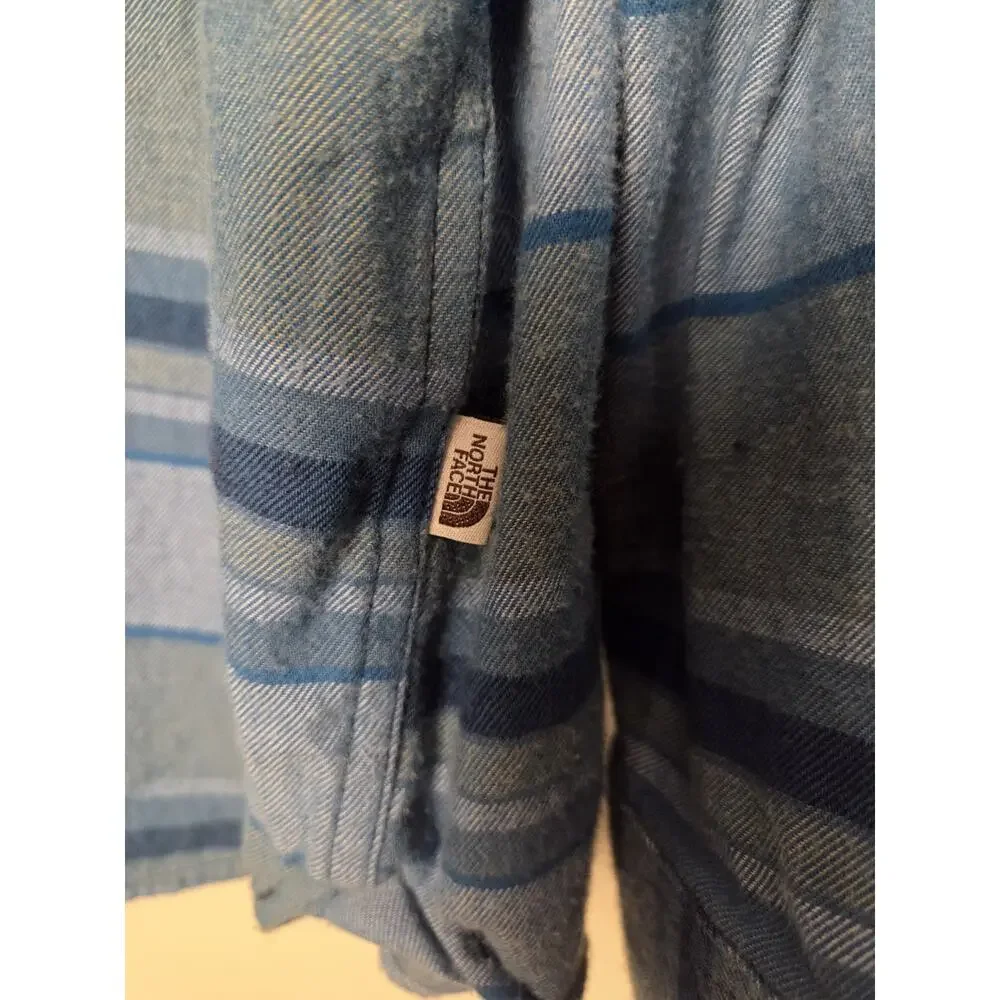 The North Face Arroyo Flannel Shirt Blue Stripe Shades Mens Size XXL
